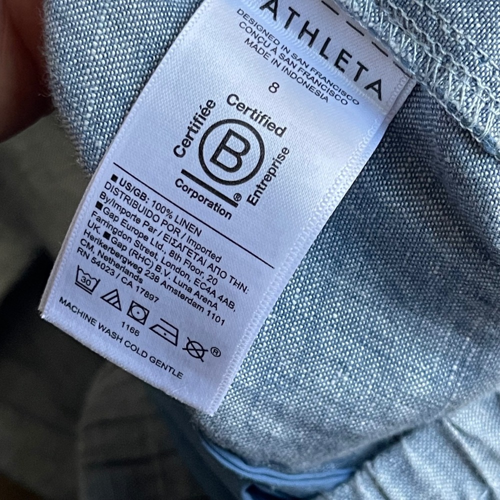 Athleta Cabo Linen Jogger Pants Womens 8 Blue Sustainable Coastal Travel Casual - Picture 4 of 9